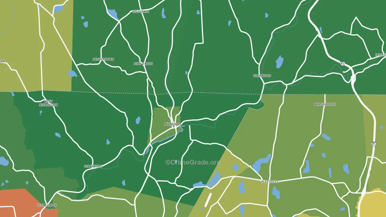 Nicholson, PA Map of Vehicle Theft Rates