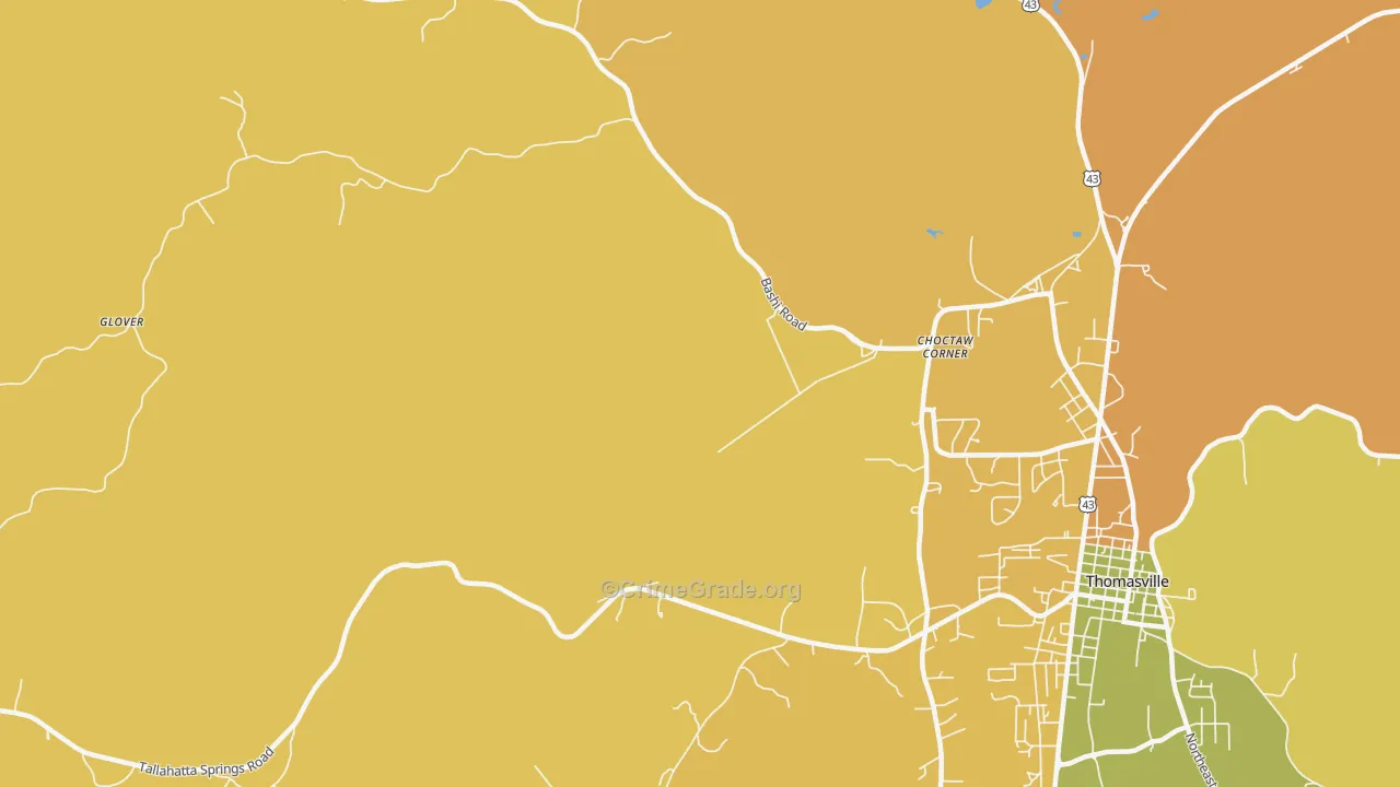 Nicholsville, AL Map of Vehicle Theft Rates