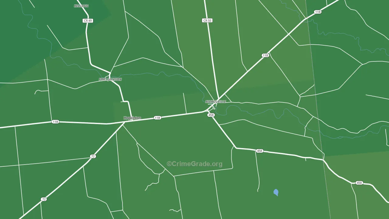 Nicholville, NY Map of Vehicle Theft Rates