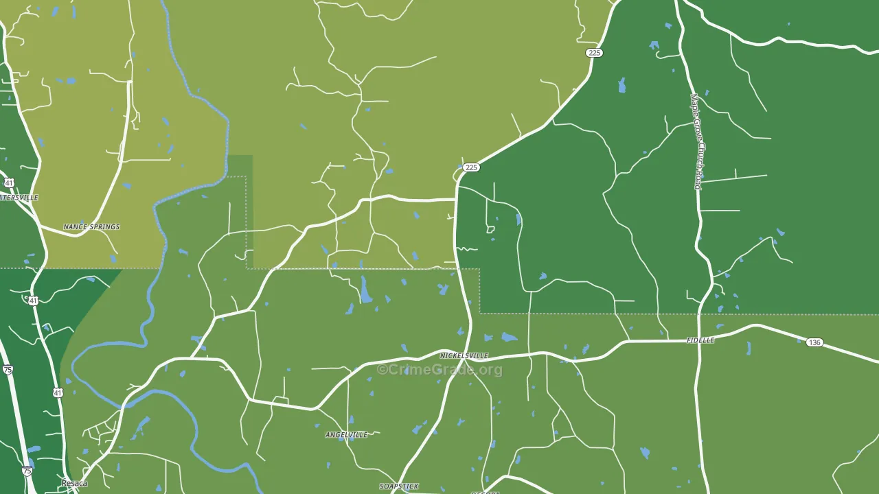 Nickelsville, GA Map of Vehicle Theft Rates