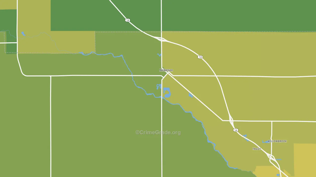 Nickerson, KS Map of Vehicle Theft Rates