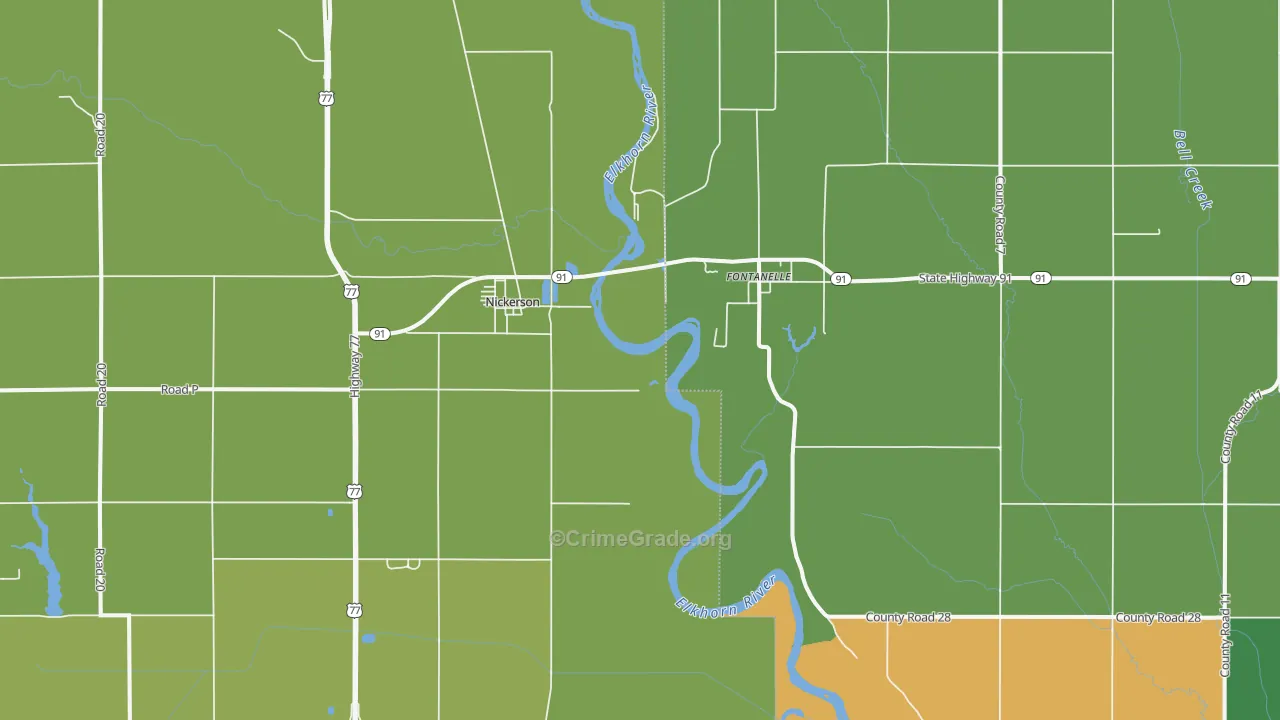 Nickerson, NE Map of Vehicle Theft Rates