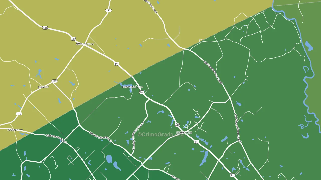Nicklesville, GA Map of Vehicle Theft Rates