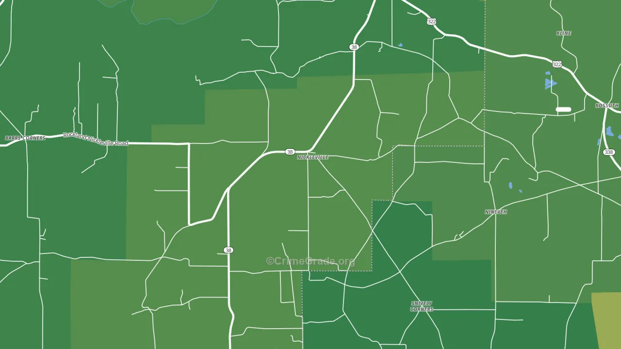 Nickleville, PA Map of Vehicle Theft Rates