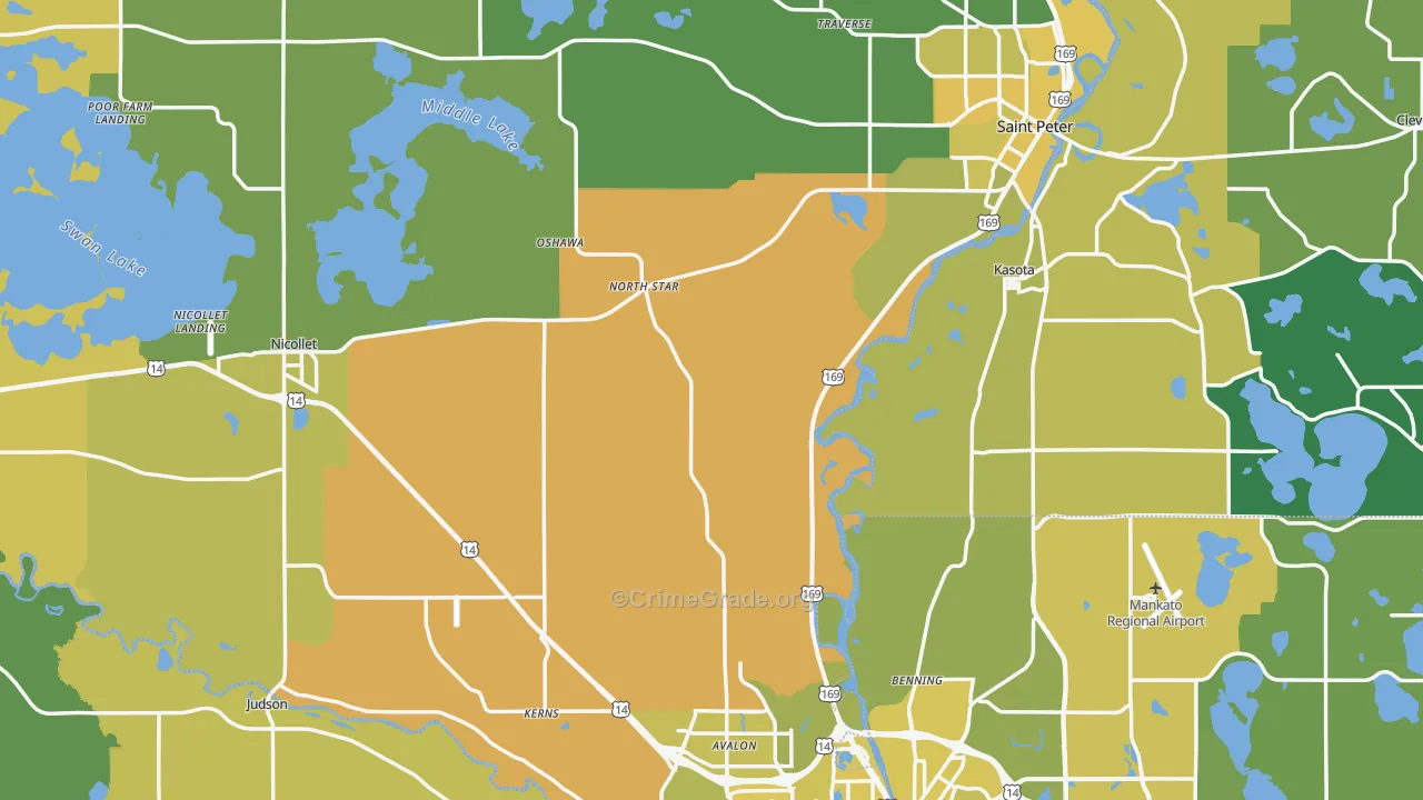 Nicollet County, MN Map of Vehicle Theft Rates