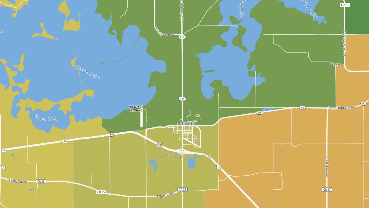 Nicollet, MN Map of Vehicle Theft Rates