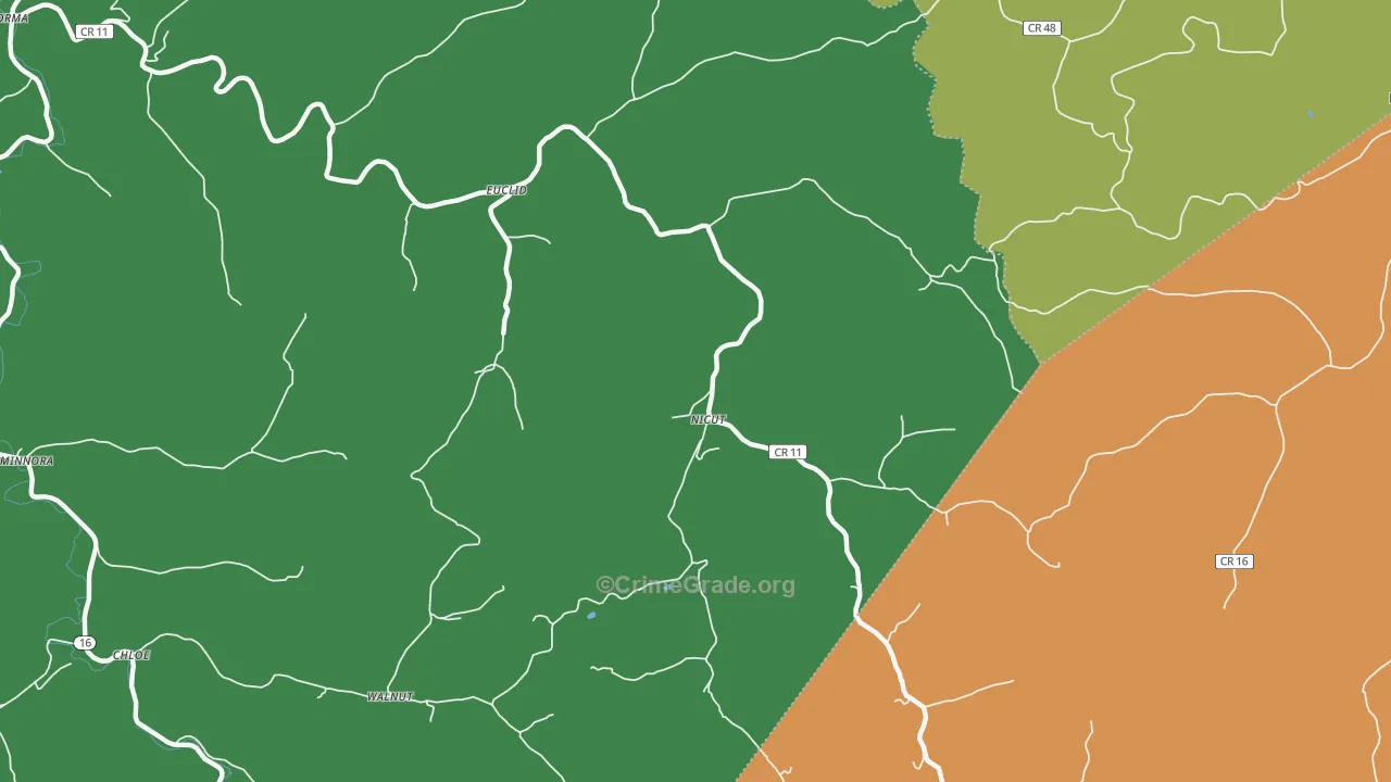 Nicut, WV Map of Vehicle Theft Rates