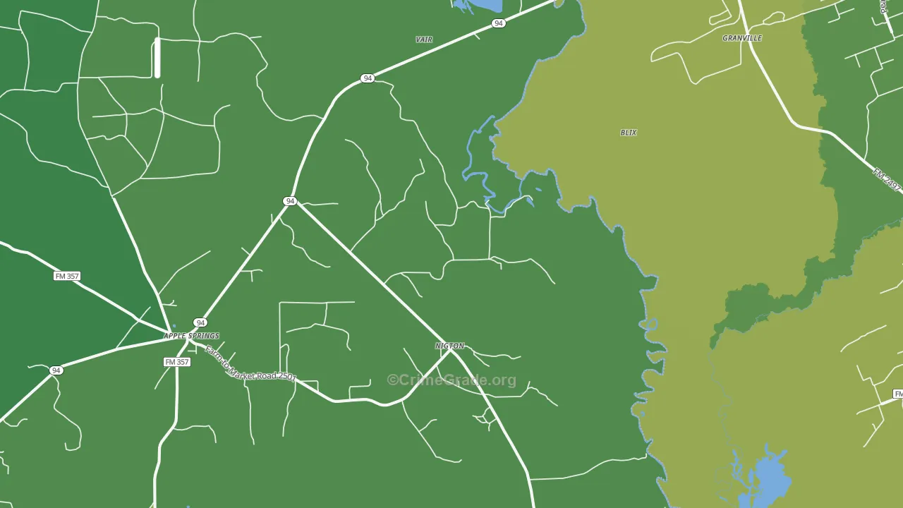 Nigton, TX Map of Vehicle Theft Rates