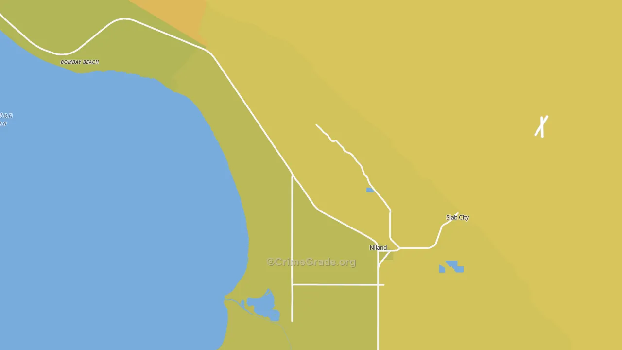 Niland, CA Map of Vehicle Theft Rates