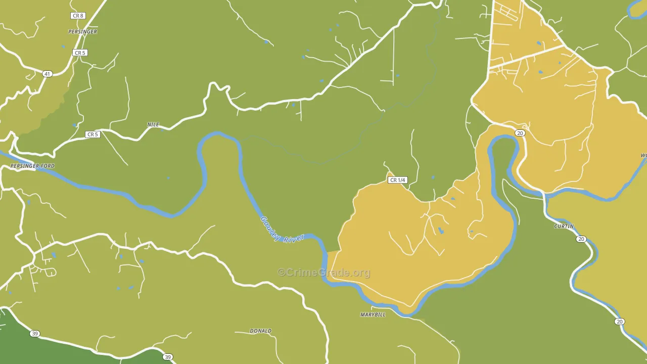 Nile, WV Map of Vehicle Theft Rates