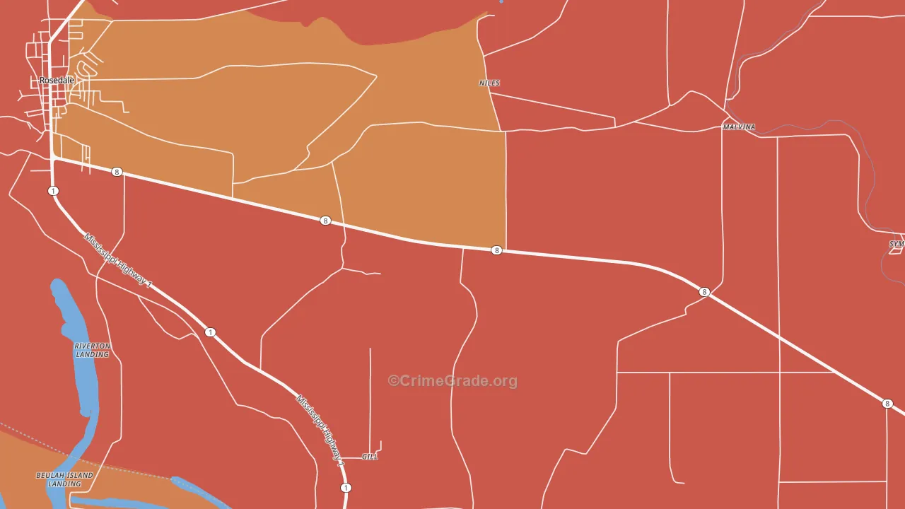 Niles, MS Map of Vehicle Theft Rates