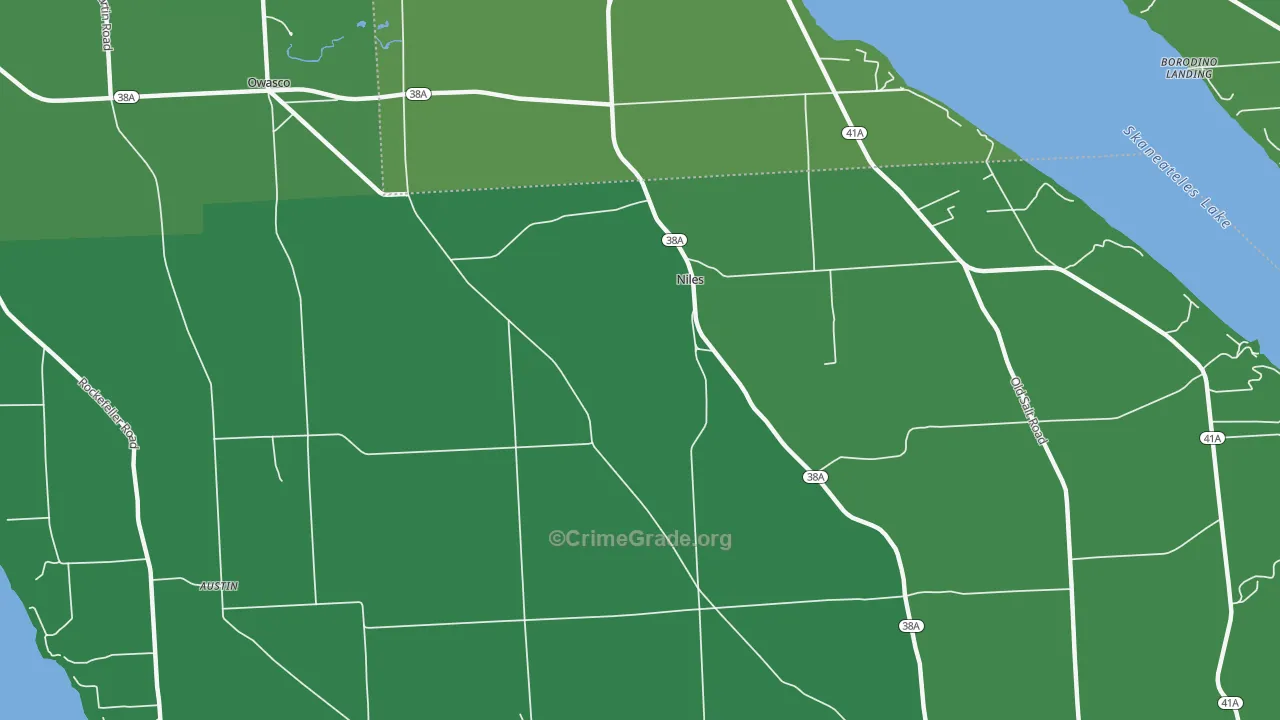Niles, NY Map of Vehicle Theft Rates