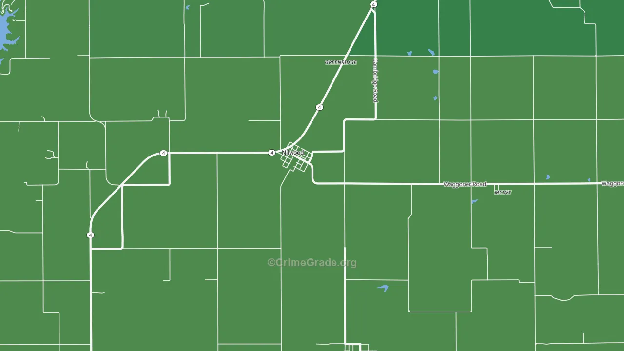 Nilwood, IL Map of Vehicle Theft Rates