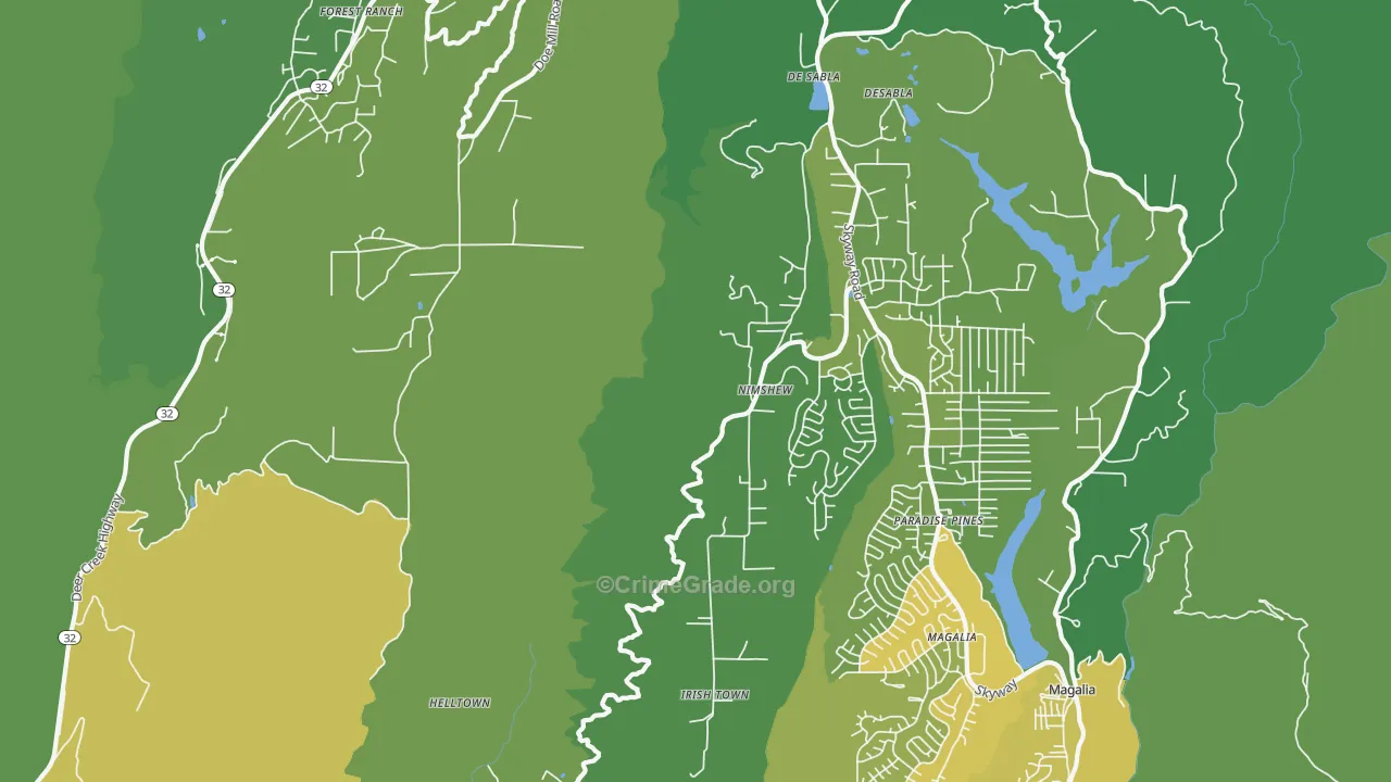 Nimshew, CA Map of Vehicle Theft Rates