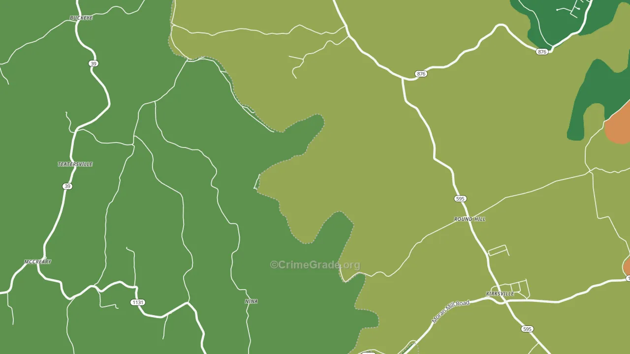 Nina, KY Map of Vehicle Theft Rates