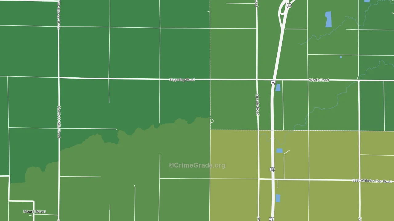 Nine Mile, MI Map of Vehicle Theft Rates