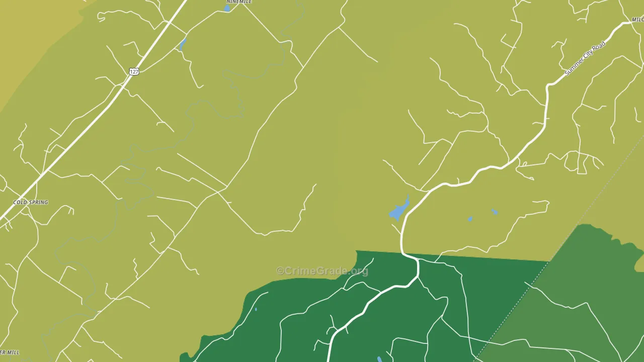 Nine Mile, TN Map of Vehicle Theft Rates