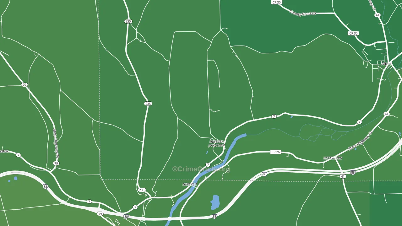 Nineveh Junction, NY Map of Vehicle Theft Rates