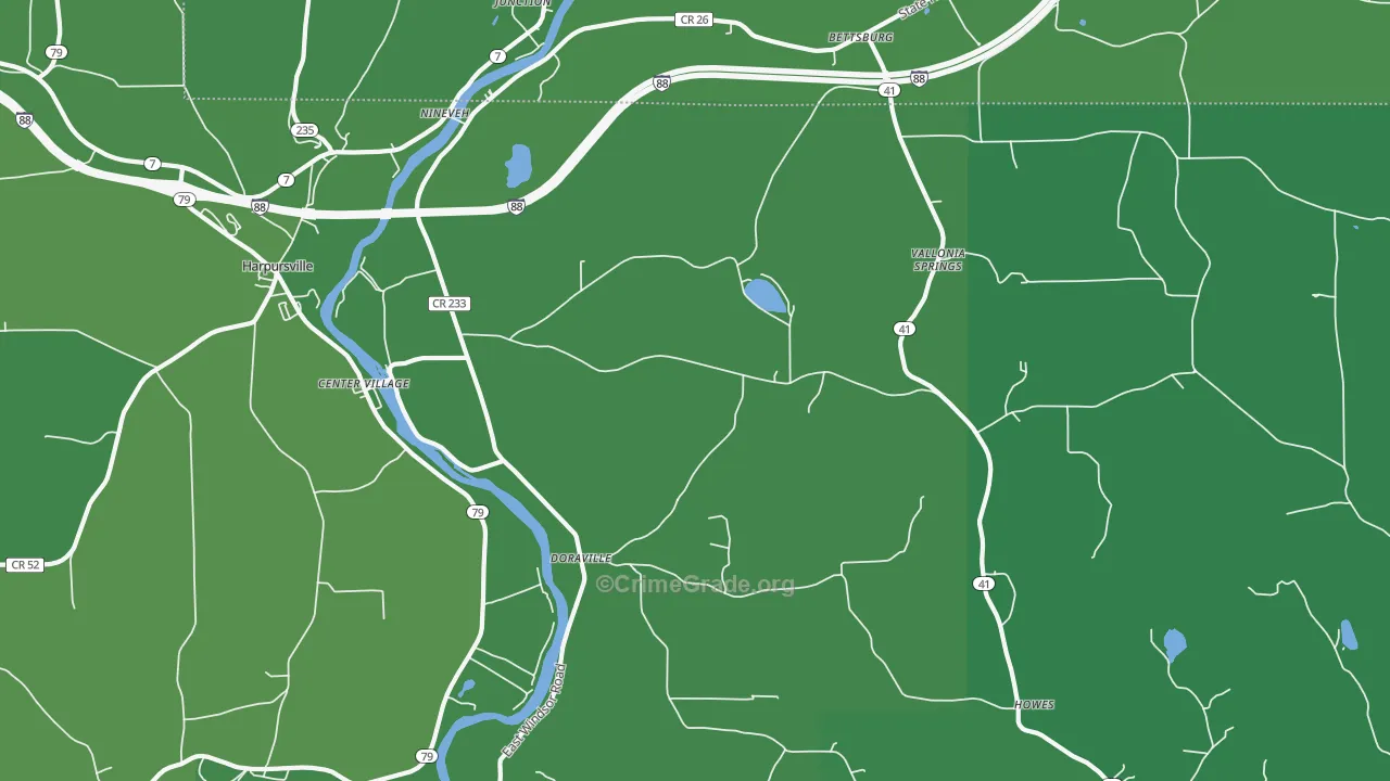 Nineveh, NY Map of Vehicle Theft Rates