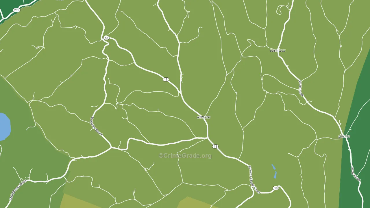 Nineveh, PA Map of Vehicle Theft Rates