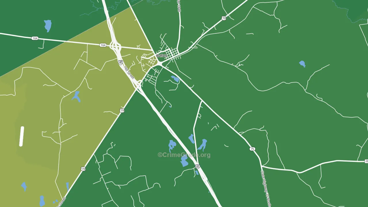 Nineveh, TX Map of Vehicle Theft Rates