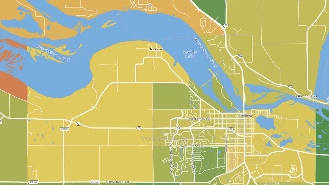 Nininger, MN Map of Vehicle Theft Rates