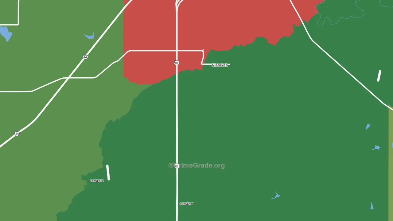 Ninnekah, OK Map of Vehicle Theft Rates