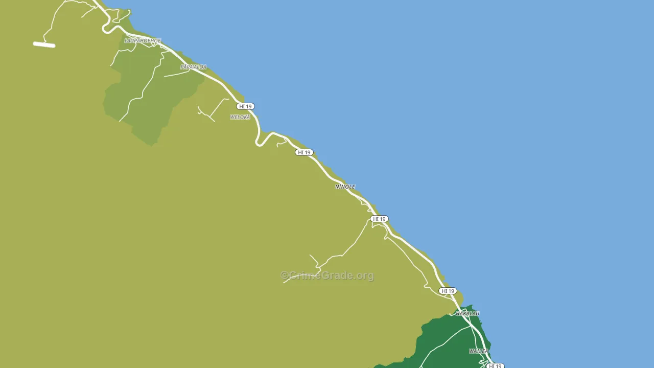 Ninole, HI Map of Vehicle Theft Rates