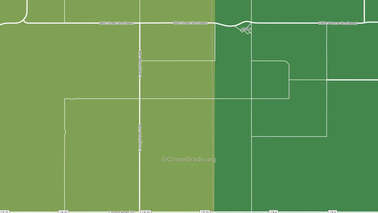 Niobe, ND Map of Vehicle Theft Rates