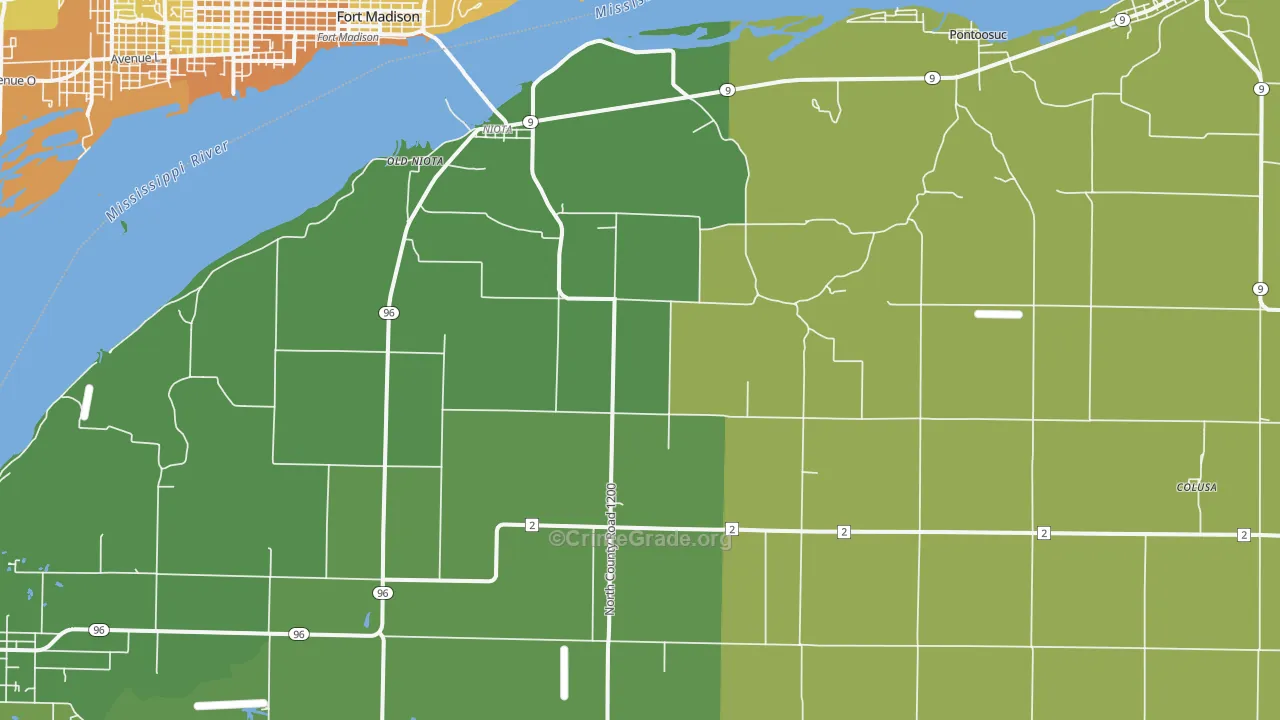 Niota, IL Map of Vehicle Theft Rates