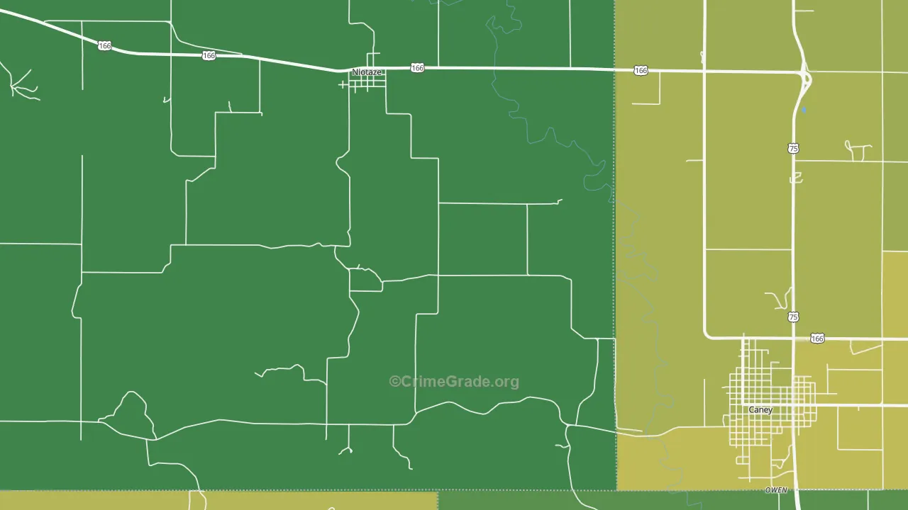 Niotaze, KS Map of Vehicle Theft Rates