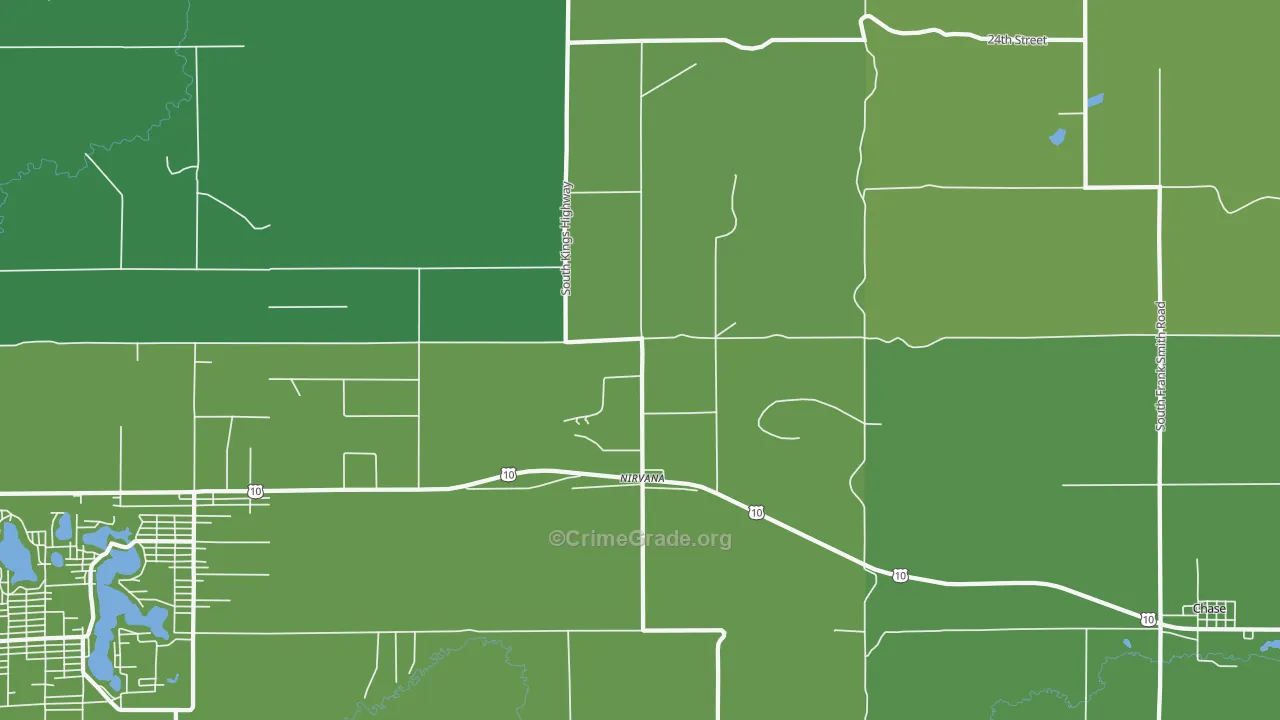 Nirvana, MI Map of Vehicle Theft Rates