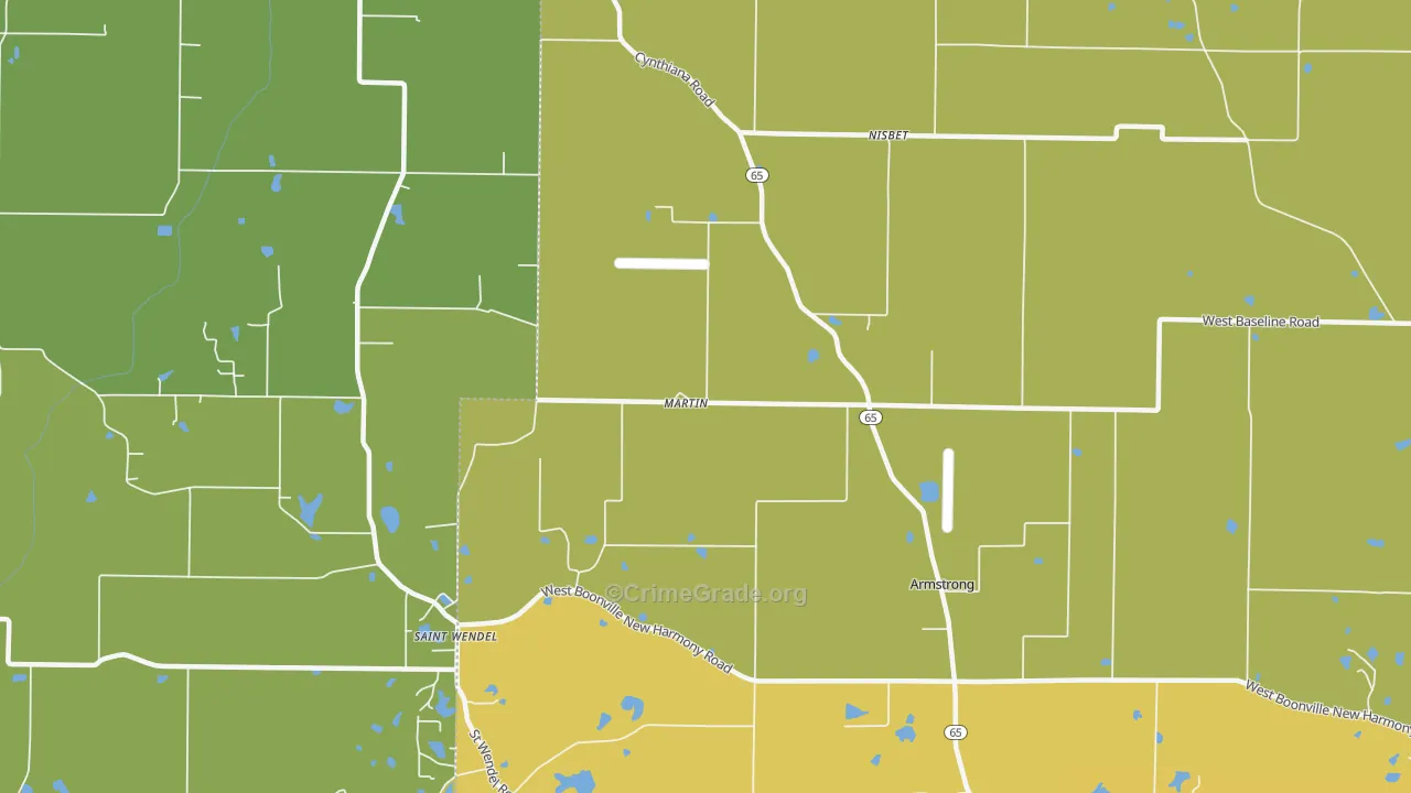 Nisbet, IN Map of Vehicle Theft Rates
