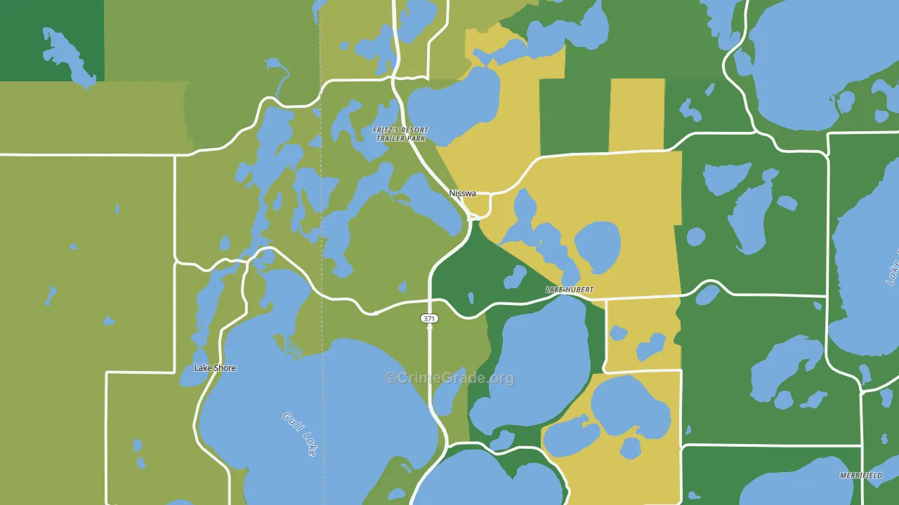 Nisswa, MN Map of Vehicle Theft Rates