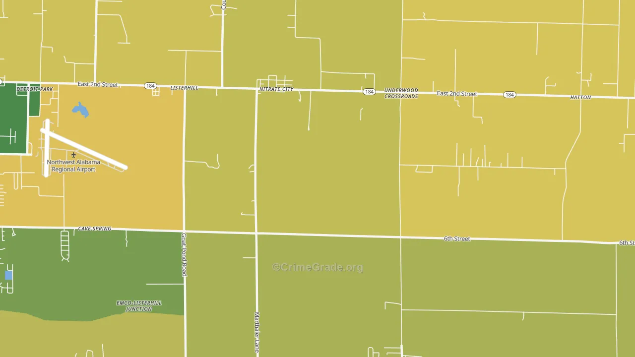 Nitrate City, AL Map of Vehicle Theft Rates