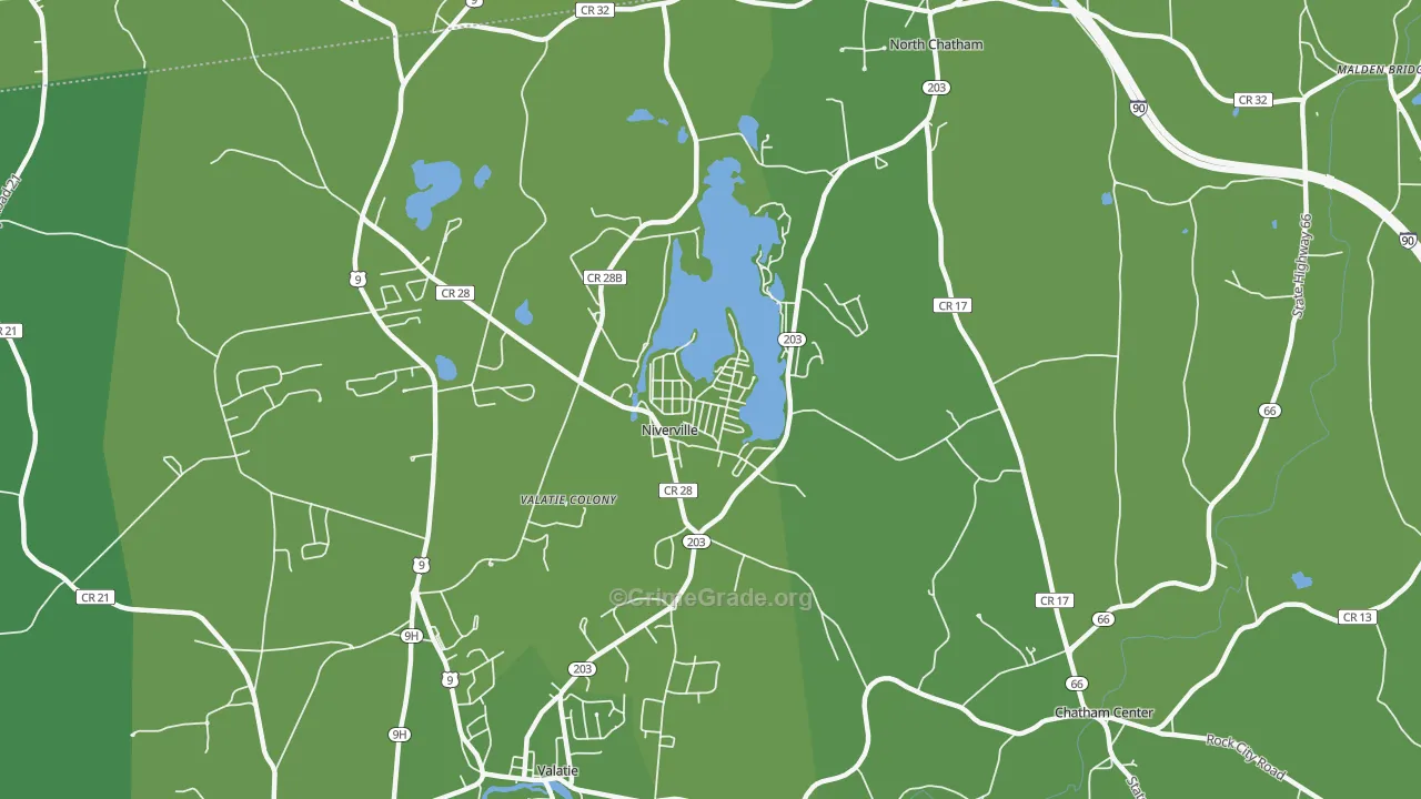 Niverville, NY Map of Vehicle Theft Rates