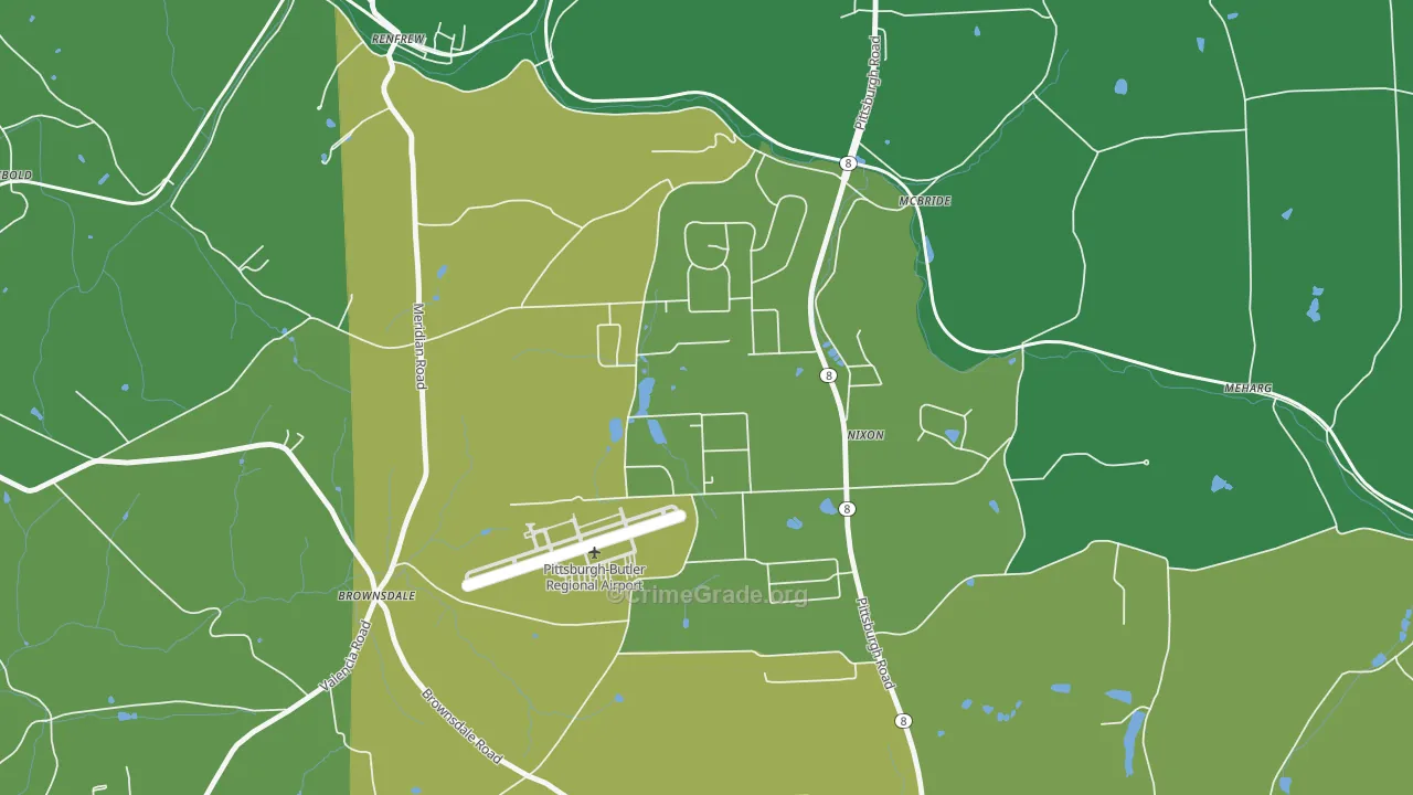 Nixon, PA Map of Vehicle Theft Rates