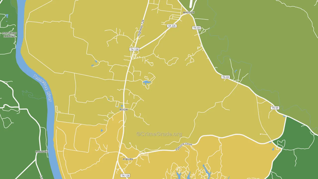 Nixon, TN Map of Vehicle Theft Rates