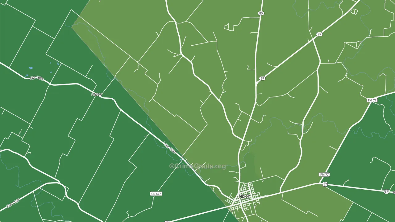 Nixon, TX Map of Vehicle Theft Rates