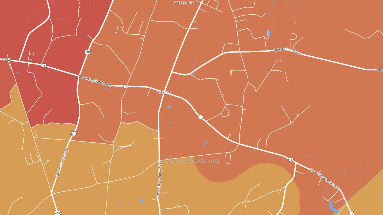 Nixville, SC Map of Vehicle Theft Rates