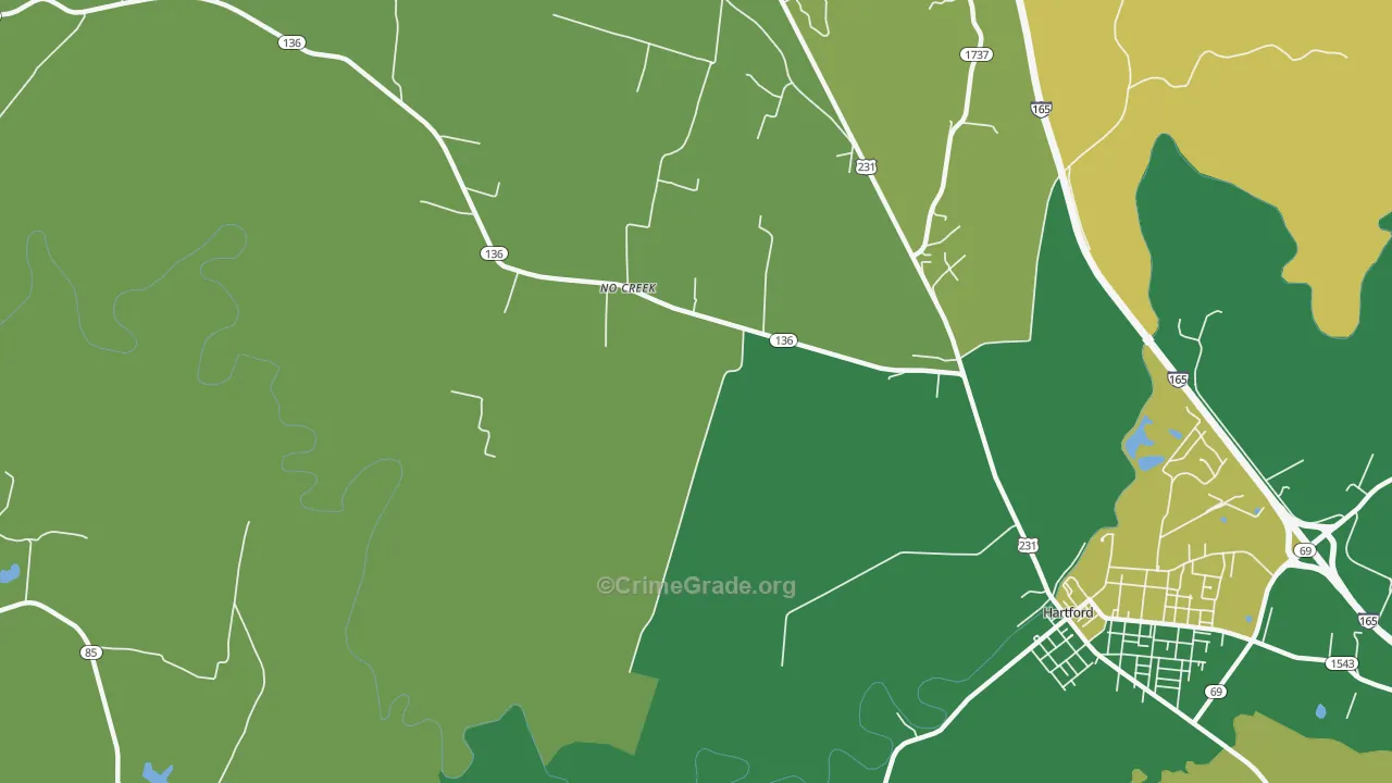 No Creek, KY Map of Vehicle Theft Rates