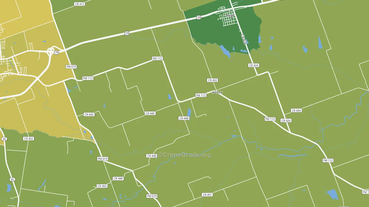 Noack, TX Map of Vehicle Theft Rates