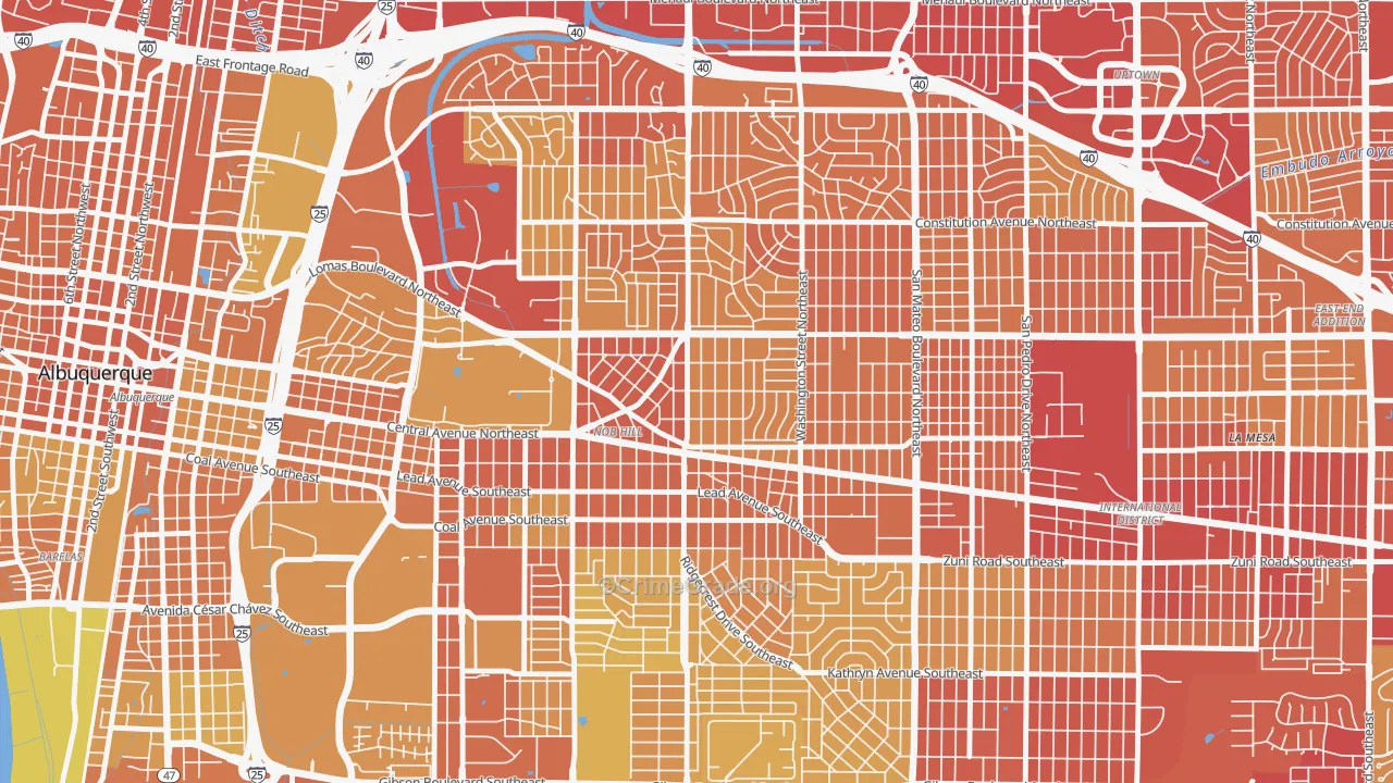 Nob Hill, Albuquerque, NM Map of Vehicle Theft Rates