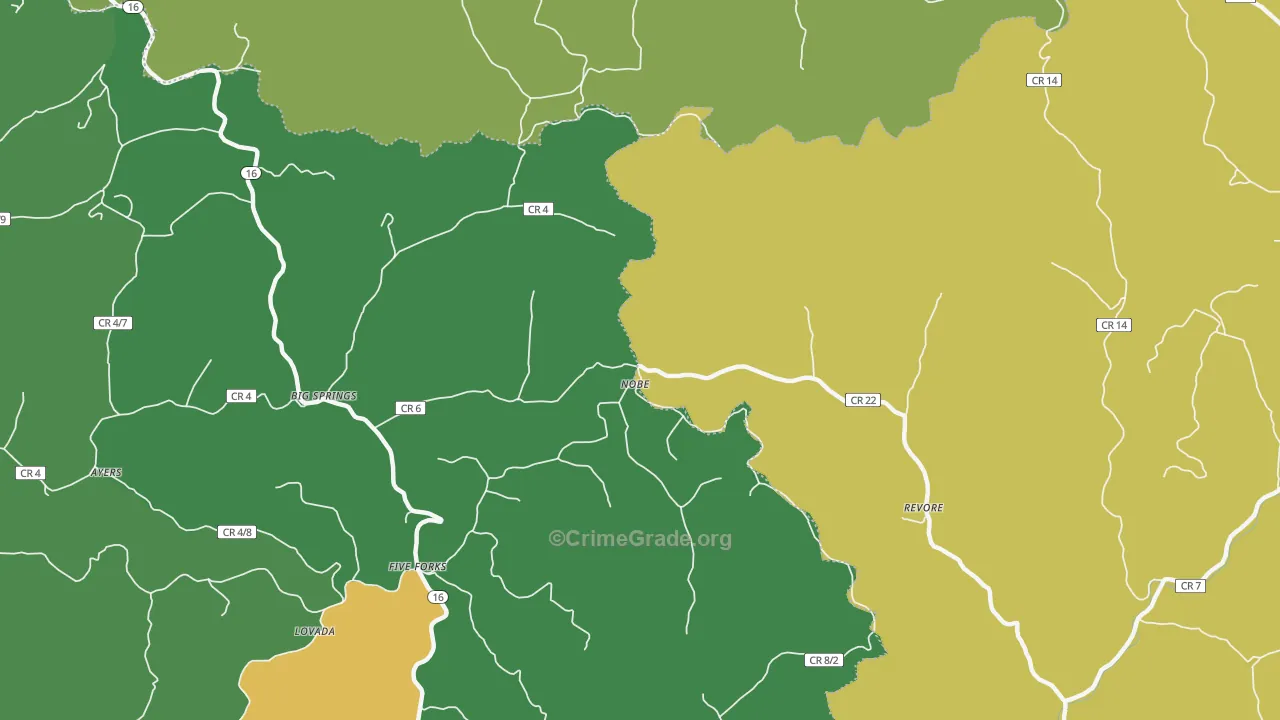 Nobe, WV Map of Vehicle Theft Rates