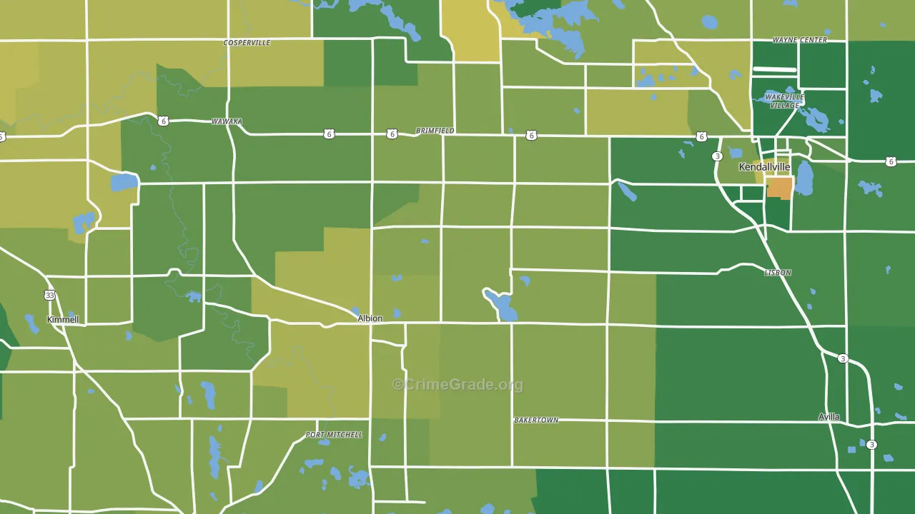 Noble County, IN Map of Vehicle Theft Rates