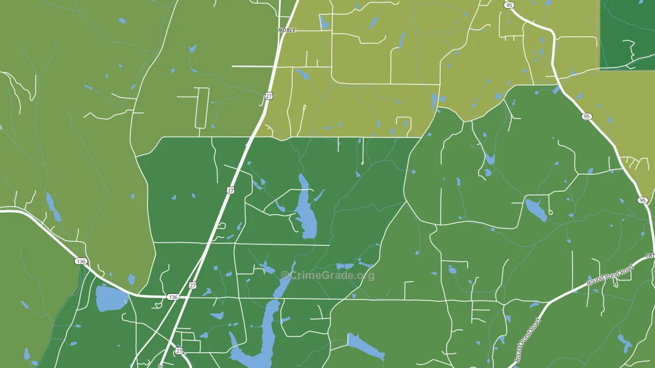Noble, GA Map of Vehicle Theft Rates