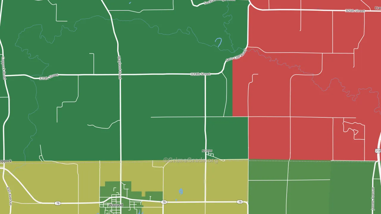 Noble, IA Map of Vehicle Theft Rates