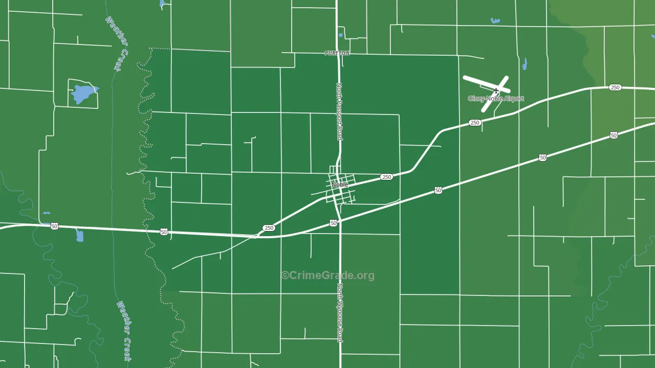 Noble, IL Map of Vehicle Theft Rates