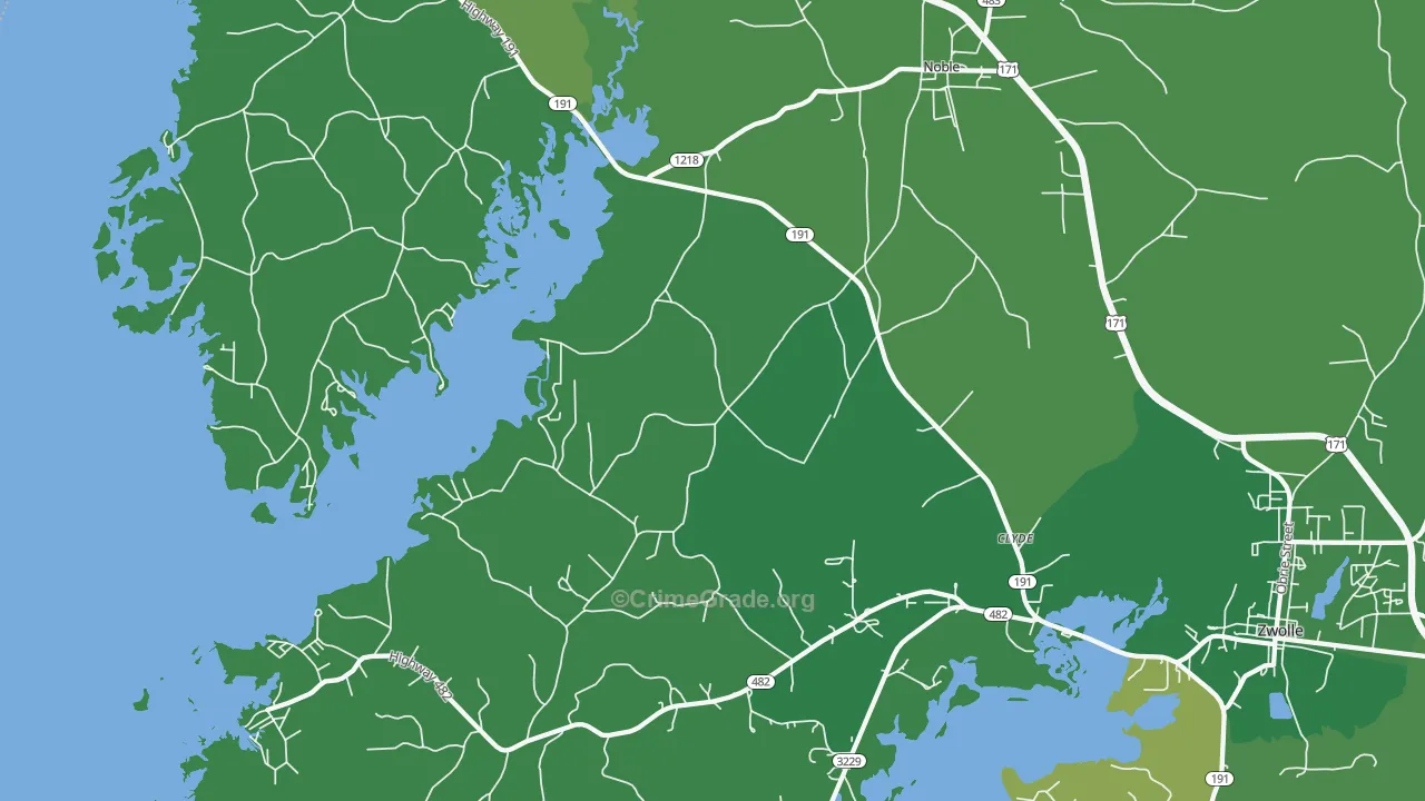 Noble, LA Map of Vehicle Theft Rates