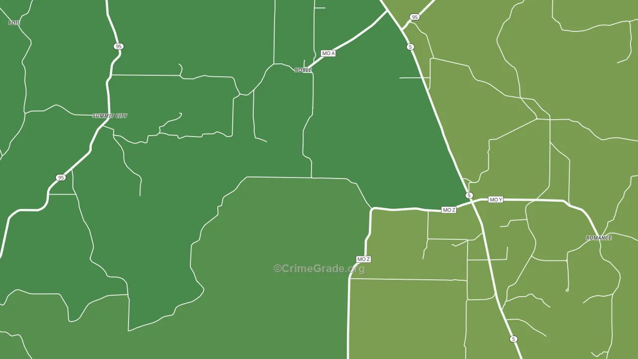 Noble, MO Map of Vehicle Theft Rates
